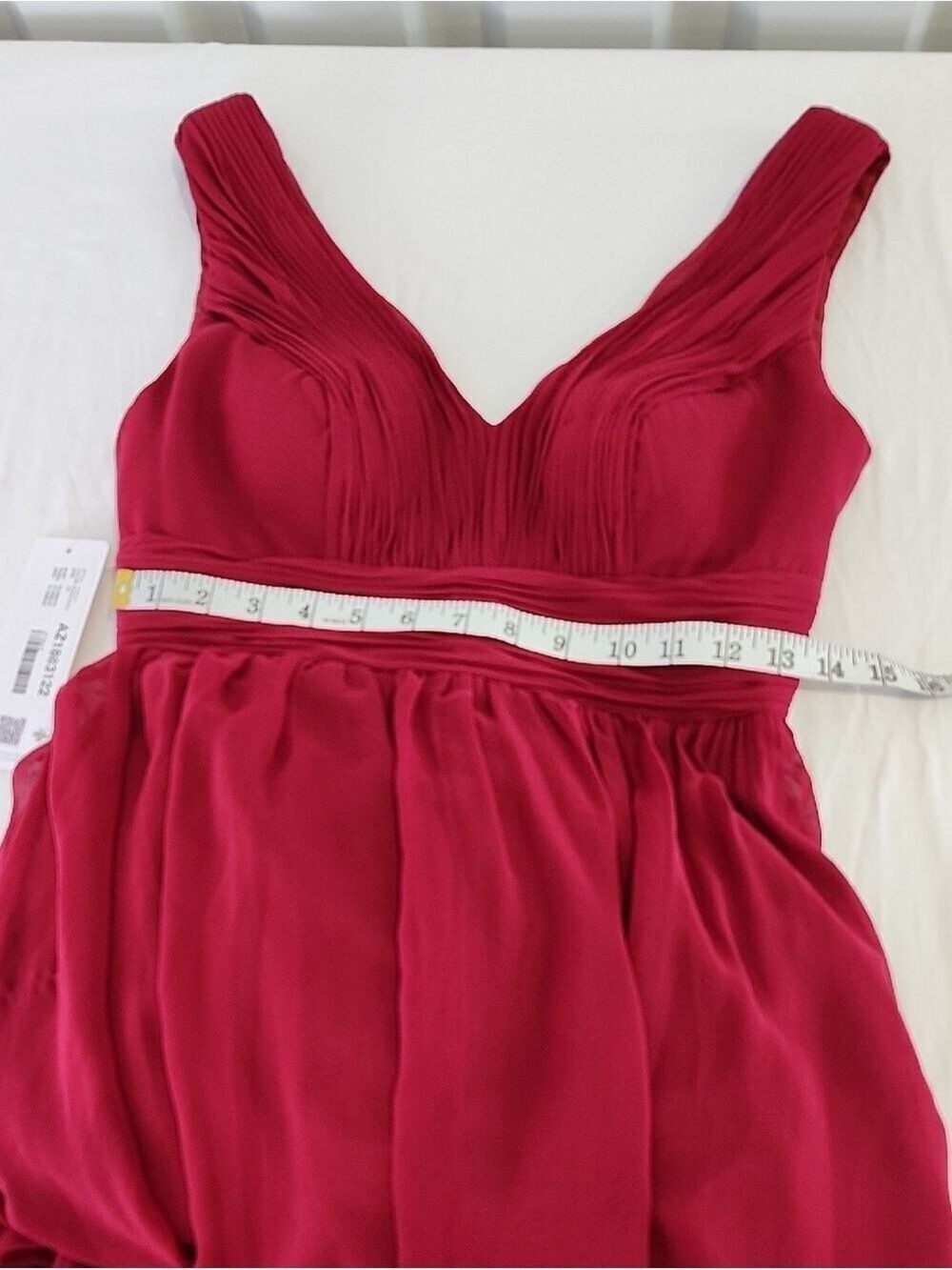 Azazie Womens Burgundy Chaney Sleeveless V-Neck Maxi Gown Size 4 NWT Pleated - Picture 8 of 9
